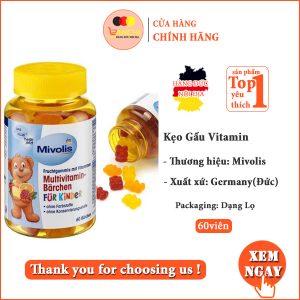 Kẹo Gấu Mivolis Của Đức Bổ Sung Vitamin Tổng Hợp Cho Trẻ Em-Lọ 60 Viên