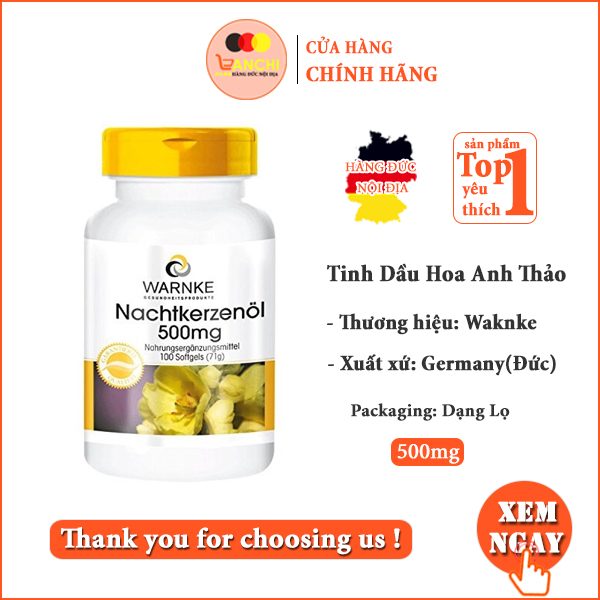 Tinh Dầu Hoa Anh Thảo Warnke Nachtkerzenol 500mg Của Đức-Lọ 100viên