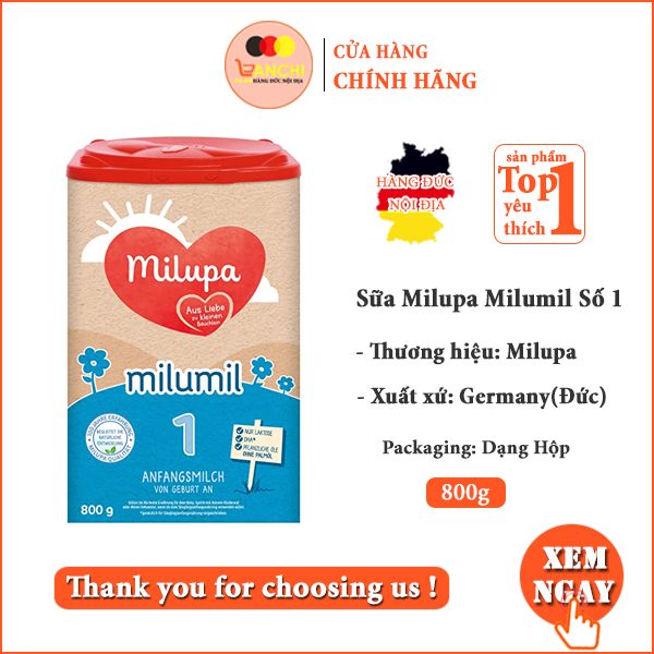 Sữa Milupa Milumil số 1 Của Đức Cho Bé Từ 0-6 Tháng Tuổi-Hộp 800g