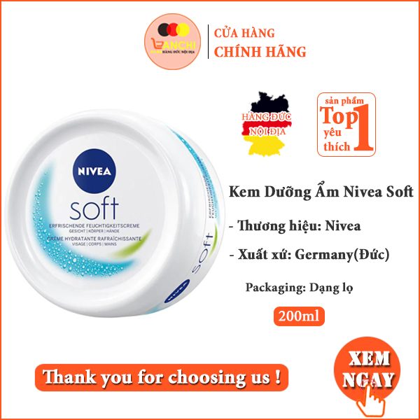 Kem Dưỡng Ẩm Toàn Thân Nivea Soft Chính Hãng Của Đức-Lọ 200ml